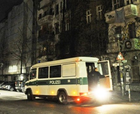 Riot Police van in Rigaer Street