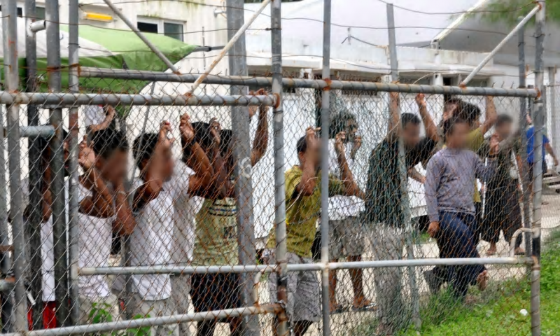 Refugee children in concentration camp