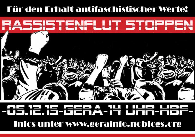 Flyer Aufruf zur Demonstration am 05.12.2015 in Gera