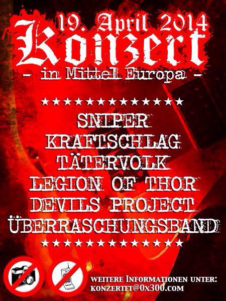 1. Flyer zum Nazikonzert am 19.04.2014 in Mitteleuropa