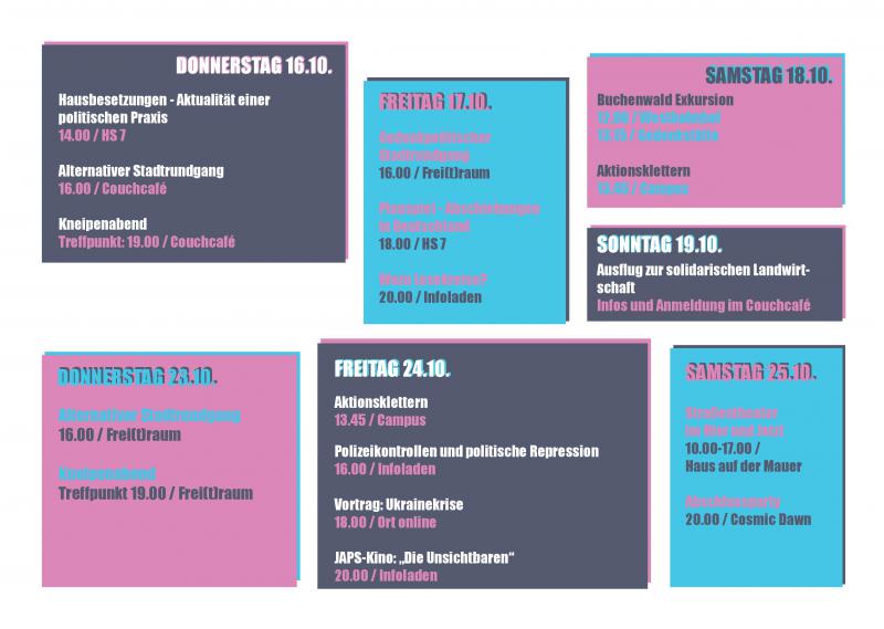 Timetable 2 - Alternative Orientierungstage in Jena