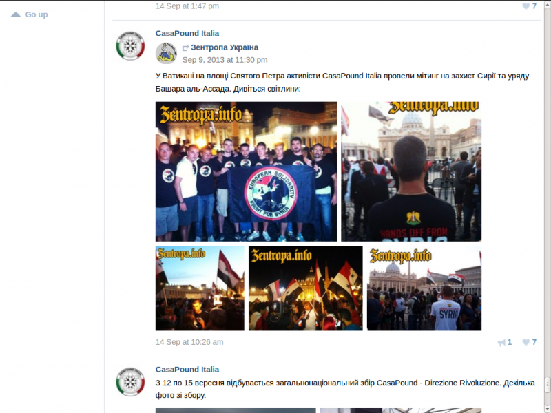 "CasaPound Italia" und "Zentropa.net" in Solidarität mit dem Assad-Regime