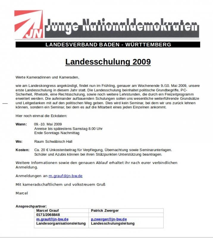 Marcel Grauf, Landesorganisationsleitung JN, 2009