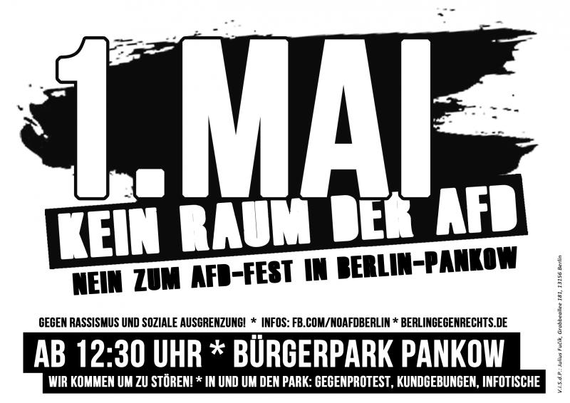 1. Mai 2017 – Kein Raum der AfD in Pankow // Plakat (S/W)