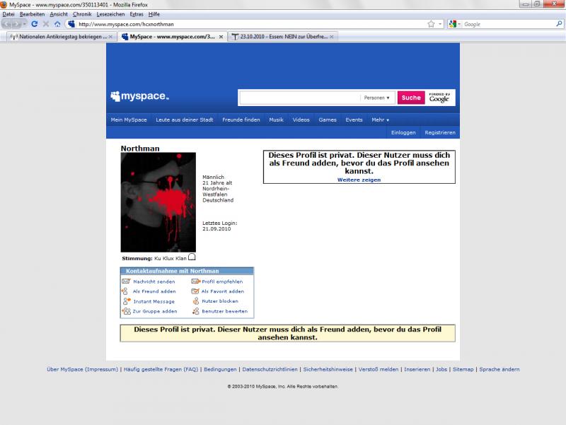 Nikolaus Weissgerber alias „Northman“ bei MySpace