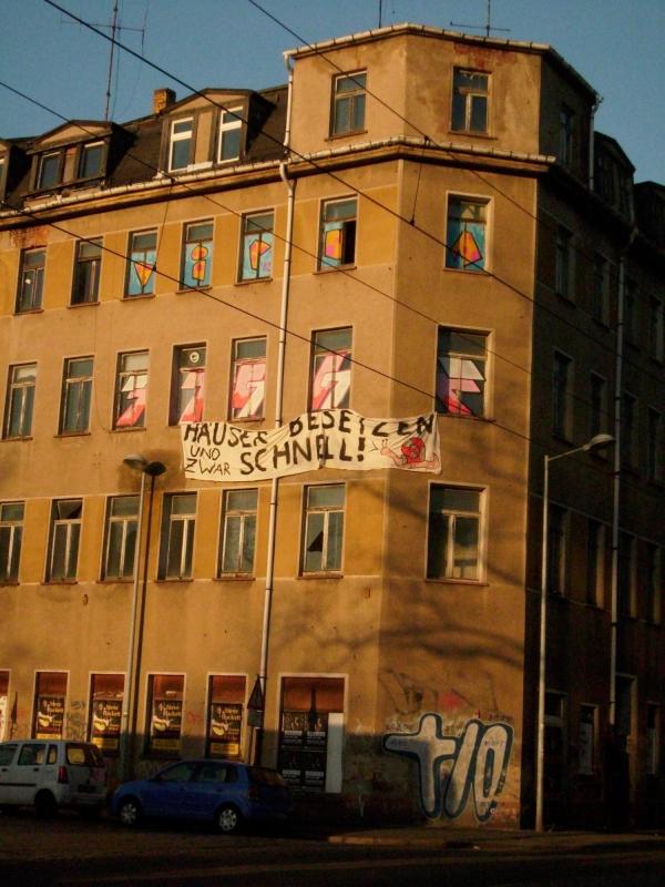 Besetztes Haus in der Rosa-Luxemburg-Straße in Leipzig (1)