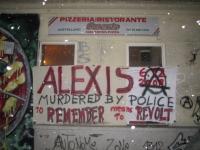 Solidarity banner in remembrance of Alexis - 1