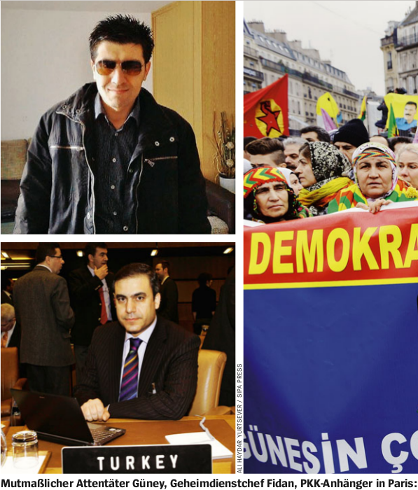Mutmaßlicher Attentäter Güney, Geheimdienstchef Fidan, PKK-Anhänger in Paris