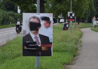  Überschmierte Wahlplakate in der Bachenbergstraße in Pliezhausen. FOTO: RITTGEROTH