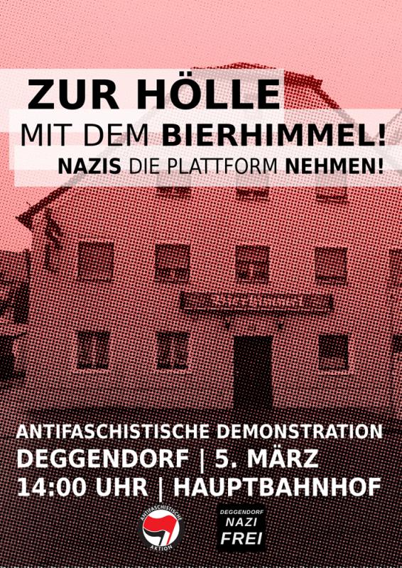 Flyer "Zur Hölle mit dem Bierhimmel! Nazis die Plattform nehmen!"