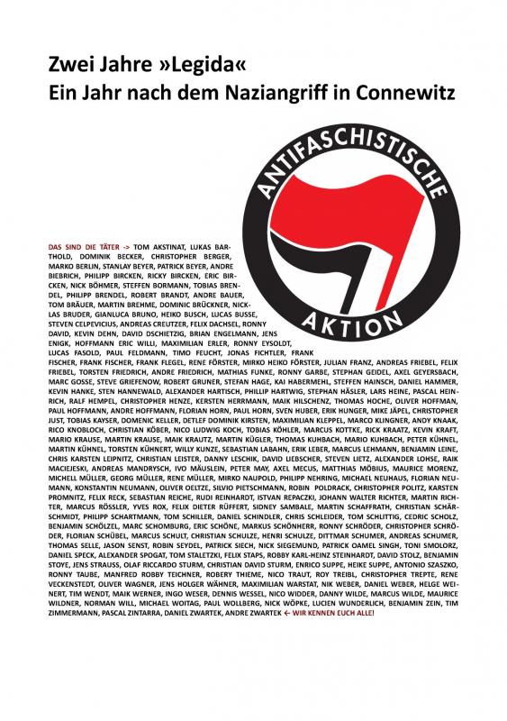Alle Namen der Beteiligten des Naziüberfalls auf Connewitz
