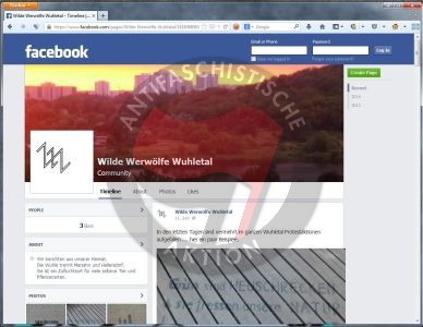 Screen­shot der Face­book-​Sei­te „Wilde Wer­wöl­fe Wuh­le­tal“