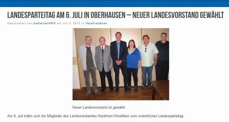 Screenshot "Die Freiheit NRW" Landesparteitag 6.Juli 2014 im Hotel-Restaurant "Haus Union"