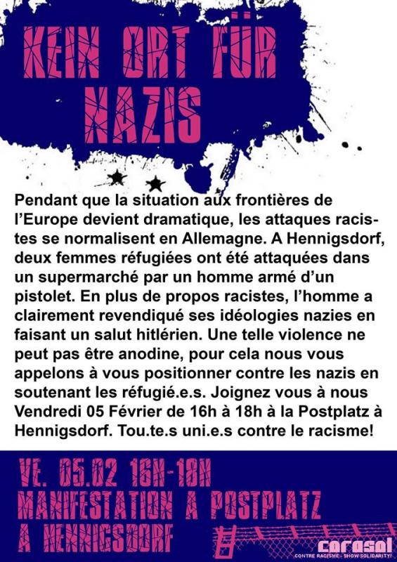 Flyer français: Kein Ort für Nazis