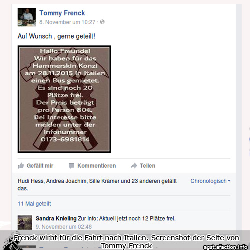 Auch der Südthüringer Nazi Tommy Frenck macht Werbung.
