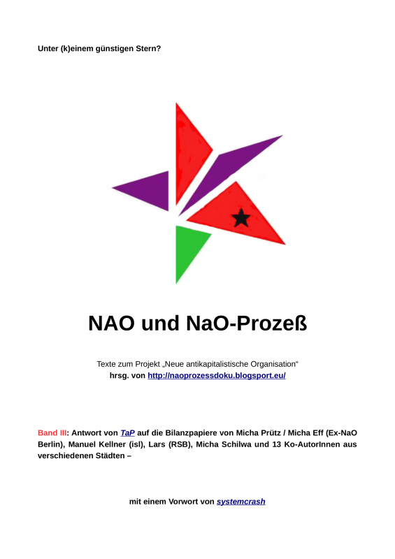 NAO und NaO-Prozeß. Band III: Antwort von TaP auf die Bilanzpapiere in Bd. II - Titelseite