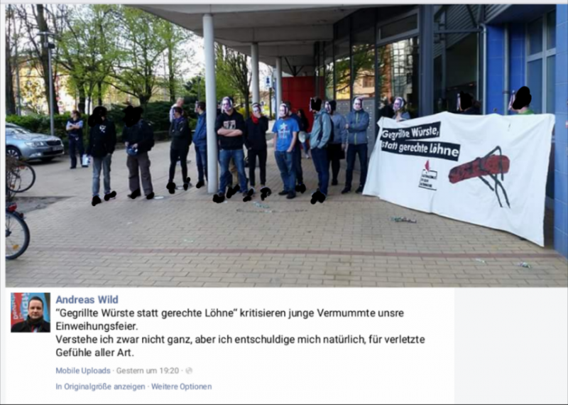 Andreas Wild berichtet über die Aktion auf seiner Facebook-Seite.