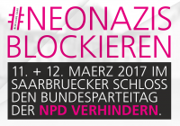 Neonazis blockieren am 11. und 12. März 2017 im Saarbrücker Schloss.