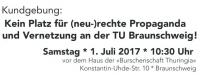 Kundgebung gegen das rechte "Deutschlandseminar" der B! Thuringia am 01.07.2017 // mehr Infos unter www.buendnisgegenrechts.net