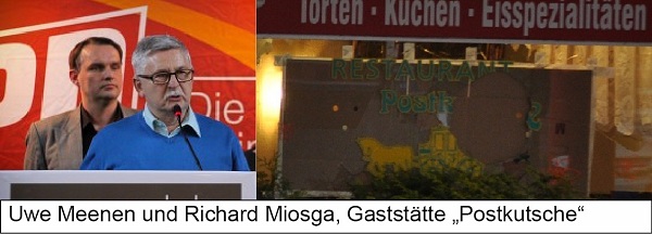 Uwe Meenen & Richard Miosga, eingeschlagene Scheibe der Postkutsche