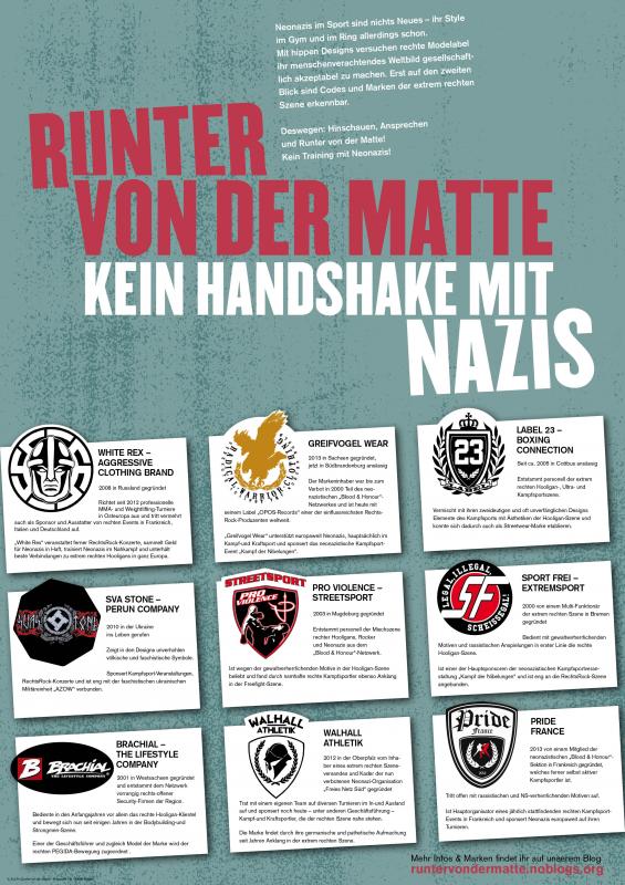Plakat: Runter von der Matte – Kein Handshake mit Nazis!