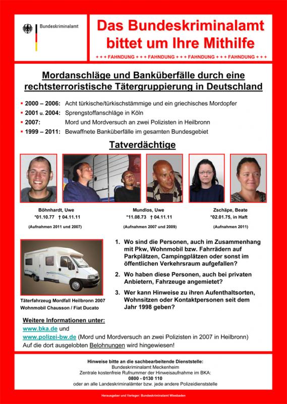 Mordanschläge und Banküberfälle durch eine rechtsterroristische Tätergruppierung in Deutschland