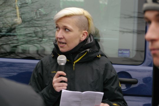 Maria Fank als Rednerin in Berlin-Neukölln, 24. November 2012