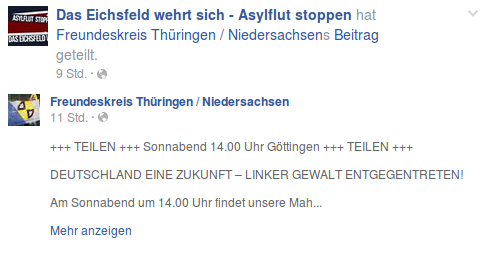 "Das Eichsfeld wehrt sich"-Facebookpost