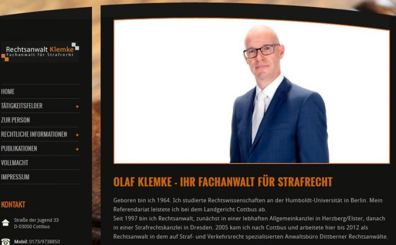 So präsenitert sich Olaf Klemke auf seiner Homepage. Screenshot: olaf-klemke.de