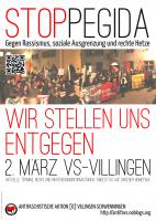 Plakat StopPegida Wir stellen uns entgegen am 2. März in VS-Villingen