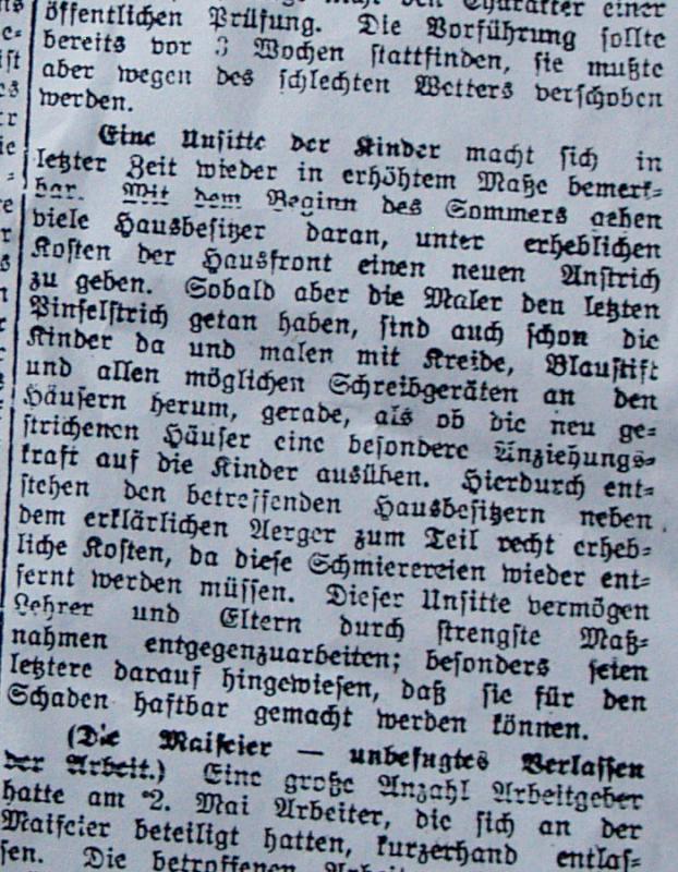 Hörder Volkszeitung (25. Juni 1914),  "eine Unsitte der Kinder"